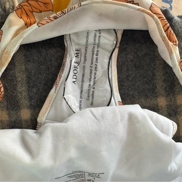 Adore Me NEW Laila Push Up Bikini Set Boho Beachy Floral Orange Vacation - Picture 10 of 16